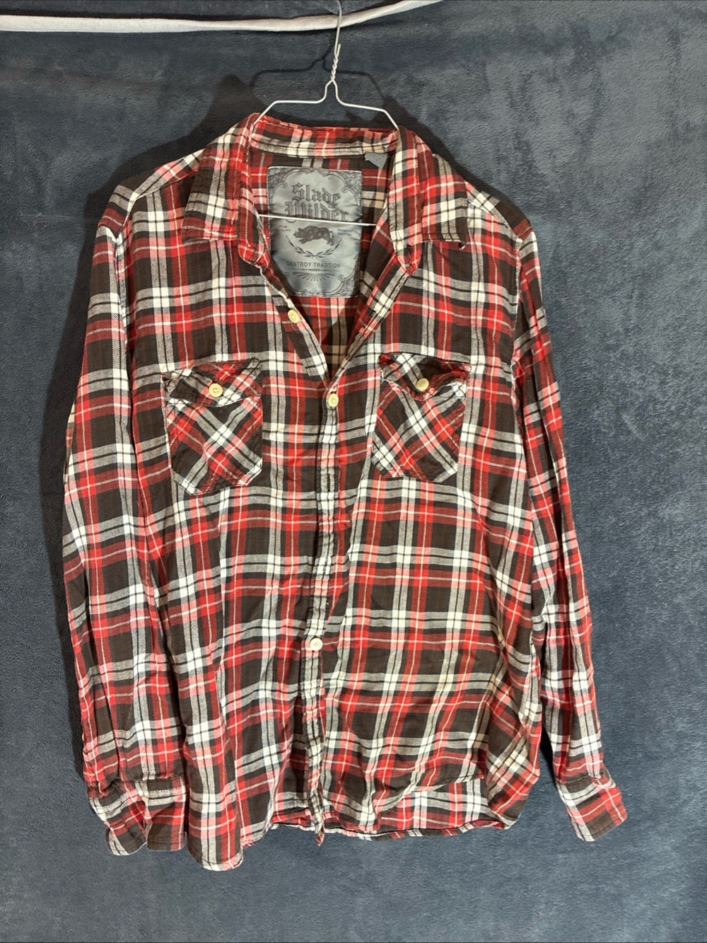 Slade Wilder Red Plaid Long-Sleeve Casual Button-Down Shirt